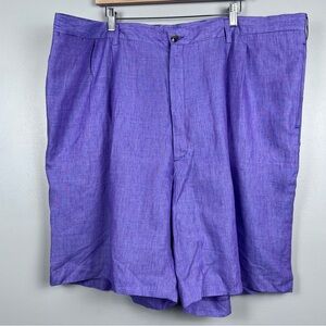 NWT Charleston Khakis Men's Purple 100% Linen Shorts Size 46; Beach, Preppy